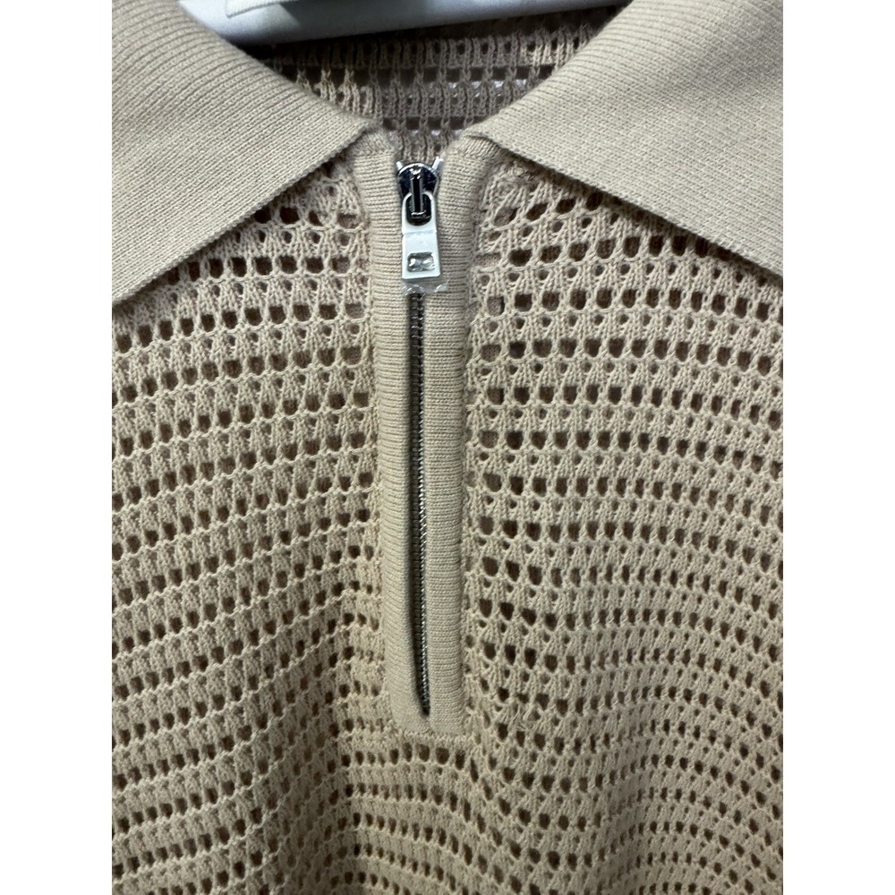 Varley Clayton Cotton Mesh Knit Polo Sweater Oversized Quarter Zip Size XL - Picture 5 of 10